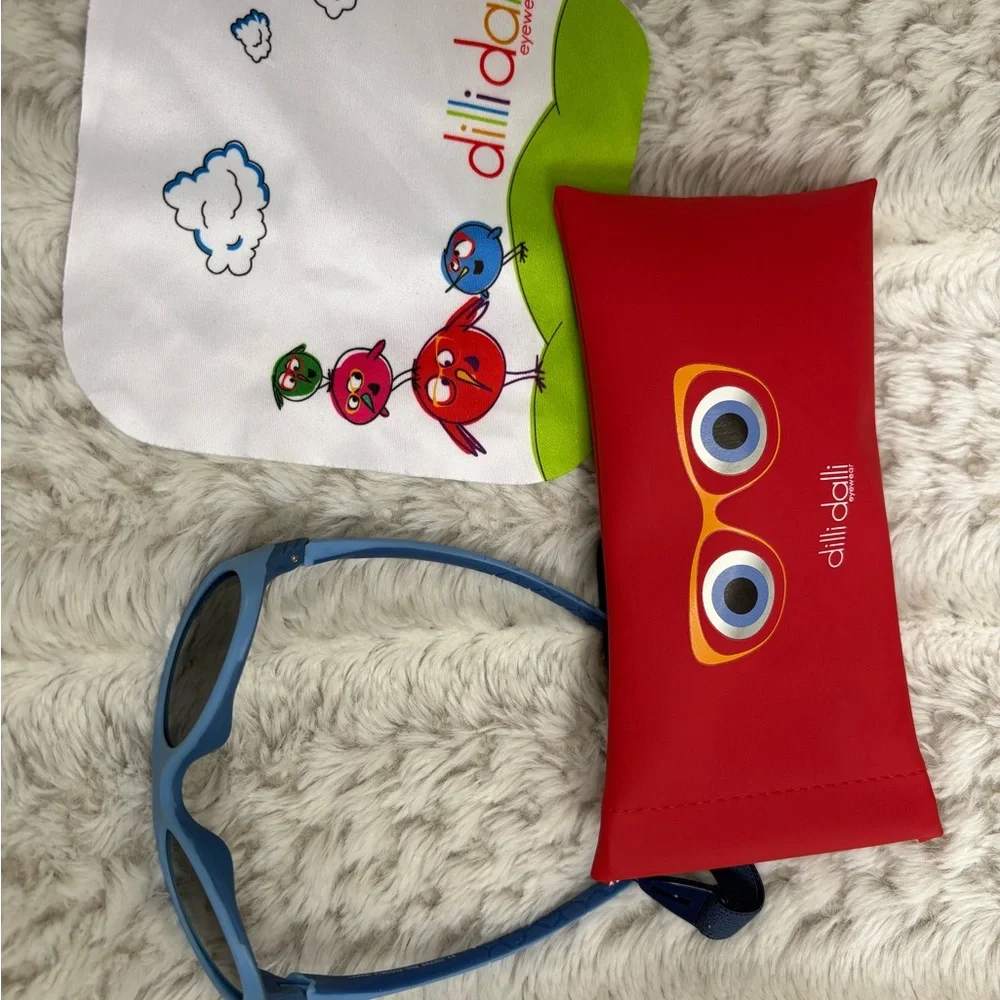 Blue Kids Sunglasses with Red Case